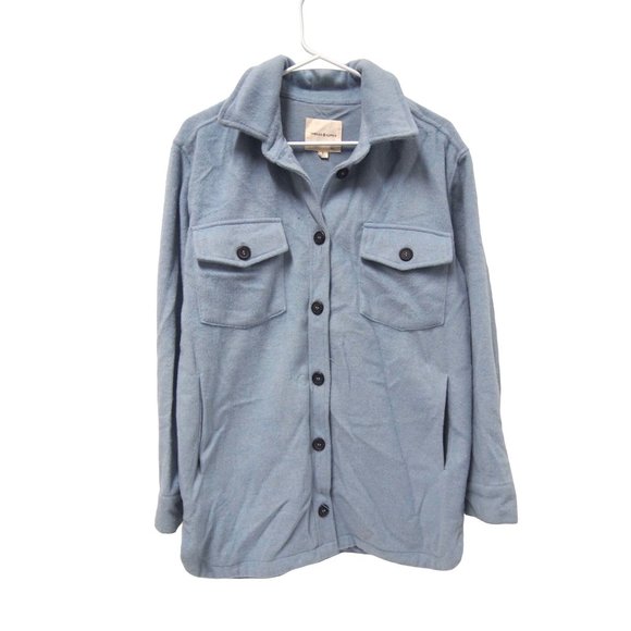 Thread & Suppy Nordstrom Womens Longline Sweatshirt Knit Shacket S Sky Blue - Picture 5 of 10